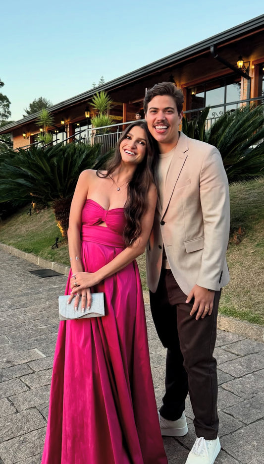 Robe de soirée trapèze rouge rose pour invité de mariage J7077