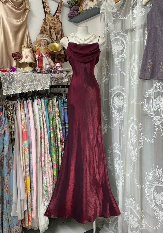 Rosa Etuikleid, lang, mit Seitenschlitz, Satin, formelles Kleid J8820