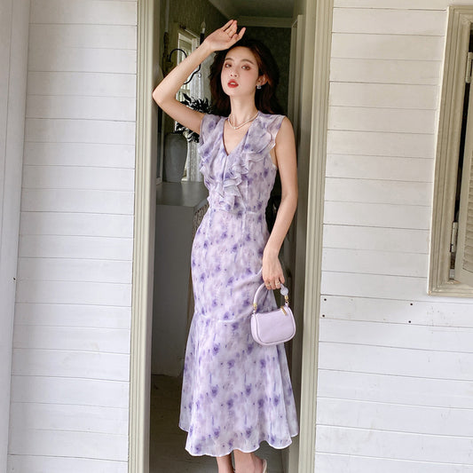 Fairy Summer Long Dress Mermaid Floral Dress 1075