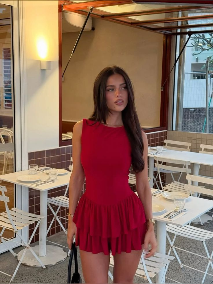 Rotes A-Linien-Heimkehrkleid, Geburtstagsoutfit J7457