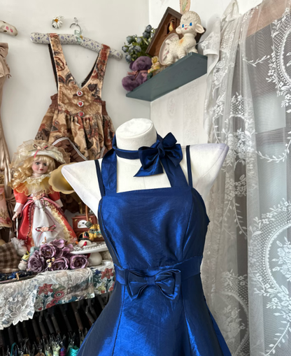 Neckholder Königsblau A-Linie Langes Ballkleid Abendkleid J8599