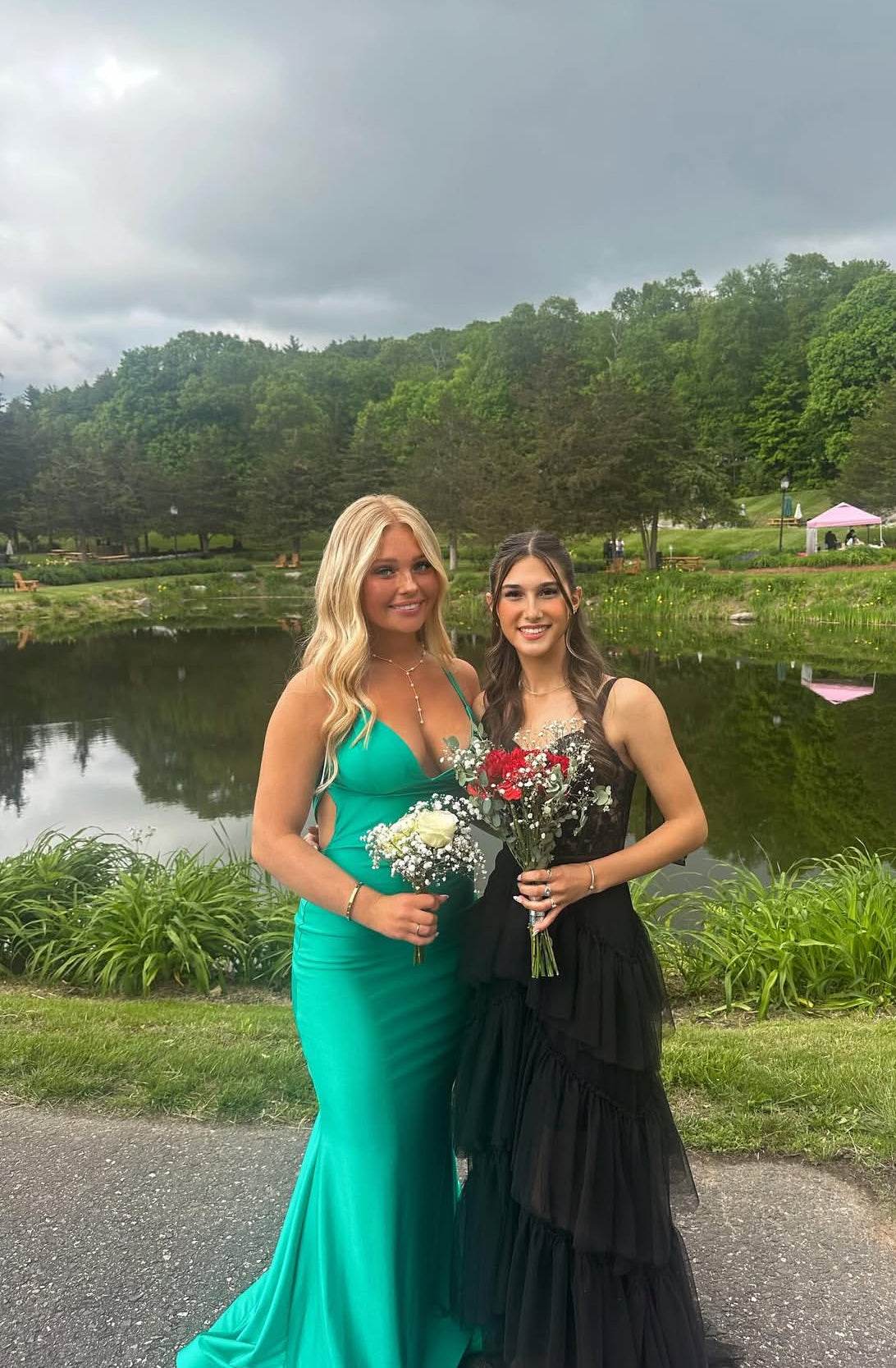 Green Mermaid Long Prom Dress Satin Evening Dress J7872