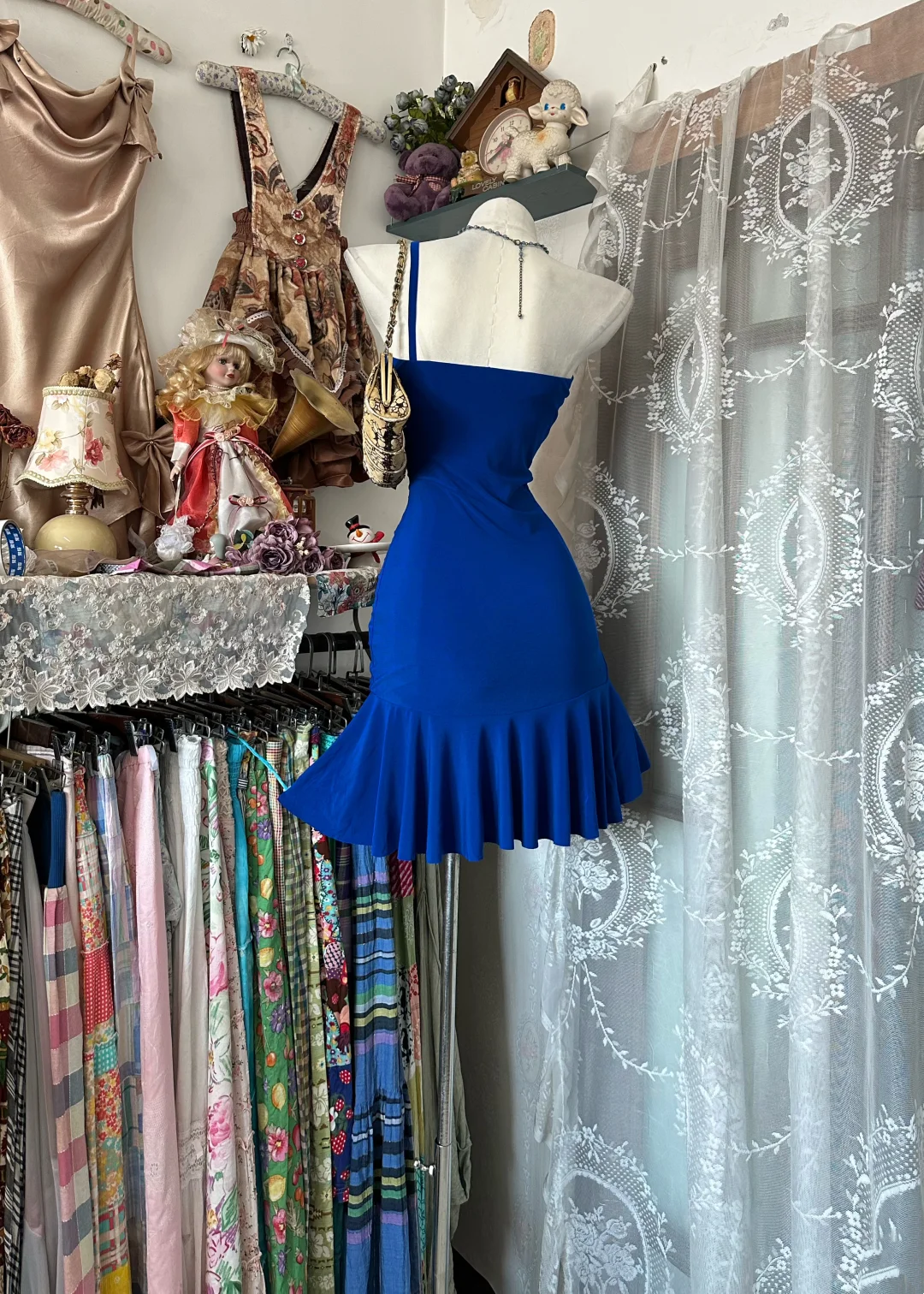 One Shoulder Royal Blue Short Dress Ruffled Homecoming Dress  J10124