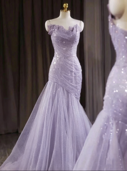Pink Shiny Tulle Mermaid Prom Dress Fairy Formal Evening Dress 1964