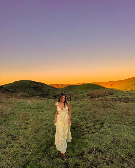 Robe de bal trapèze jaune en mousseline de soie, robe de demoiselle d'honneur, J7043