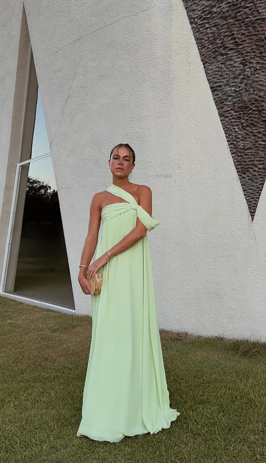 Robe de demoiselle d'honneur en mousseline verte, robe de soirée formelle J7035