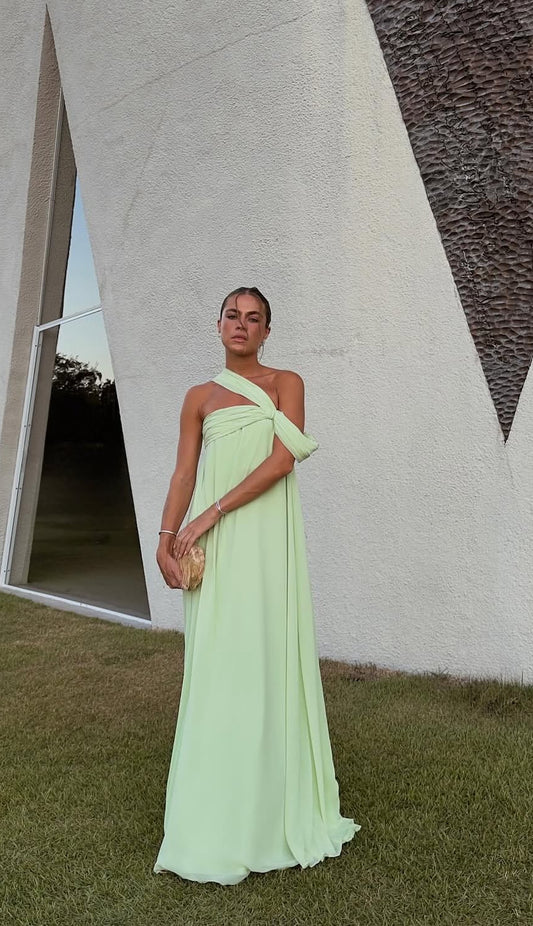 Robe de demoiselle d'honneur en mousseline verte, robe de soirée formelle J7035