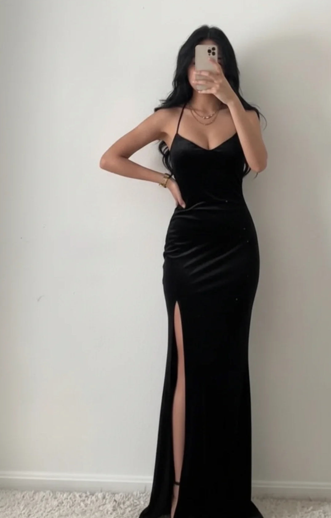 Robe de soirée fourreau noire sexy longue avec fente J8826