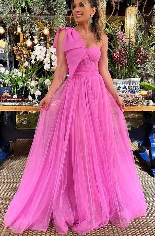 One-Shoulder-Träger Sweetheart Lange Tüll Ballkleider J2575