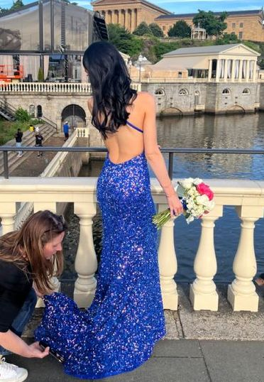 Royal Blue Sequins Mermaid Prom Dresses Long Evening Party Gown 2517