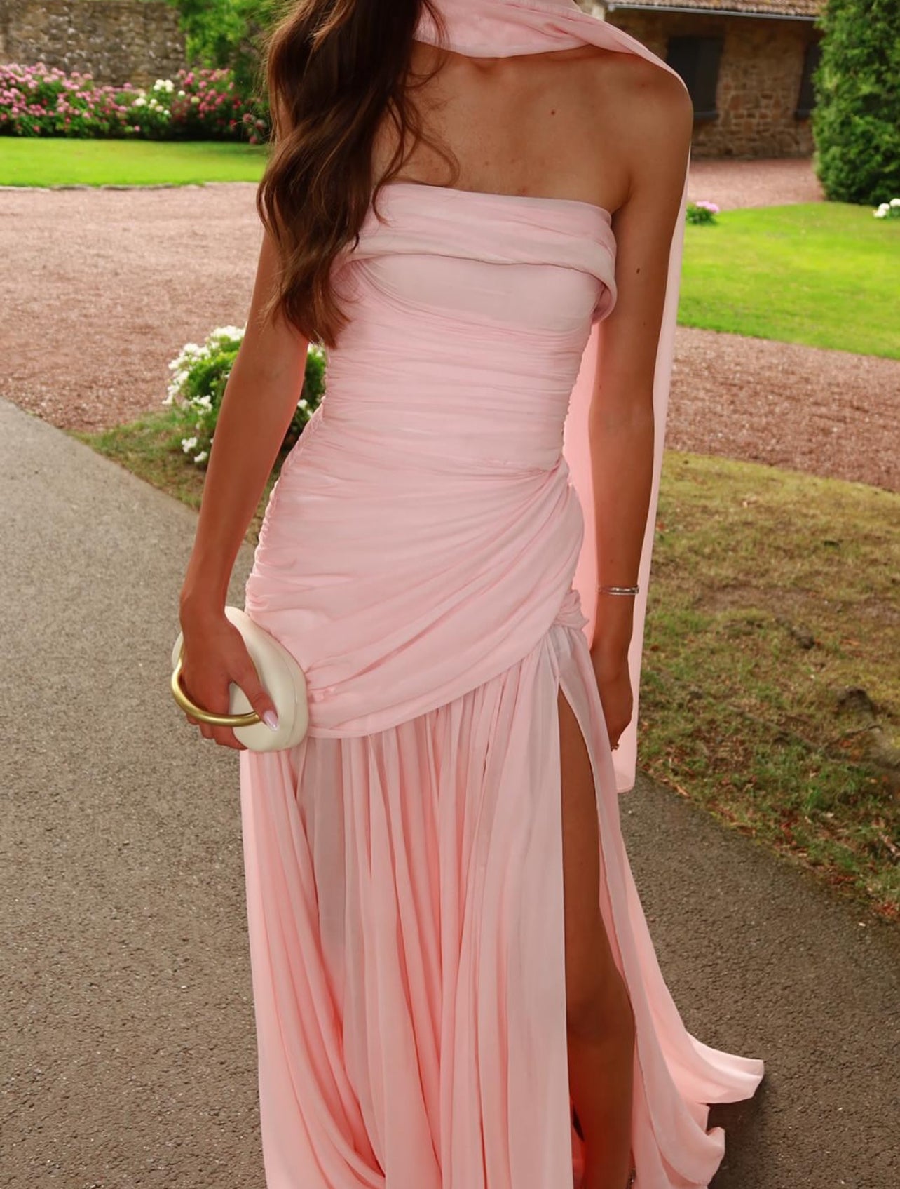 Pink A Line Prom Dresses Chiffon Formal Party Dress J7764