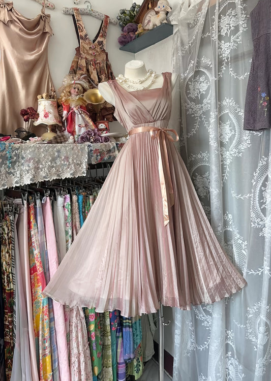 Rosa Etuikleid, lang, mit Seitenschlitz, Satin, formelles Kleid J8820