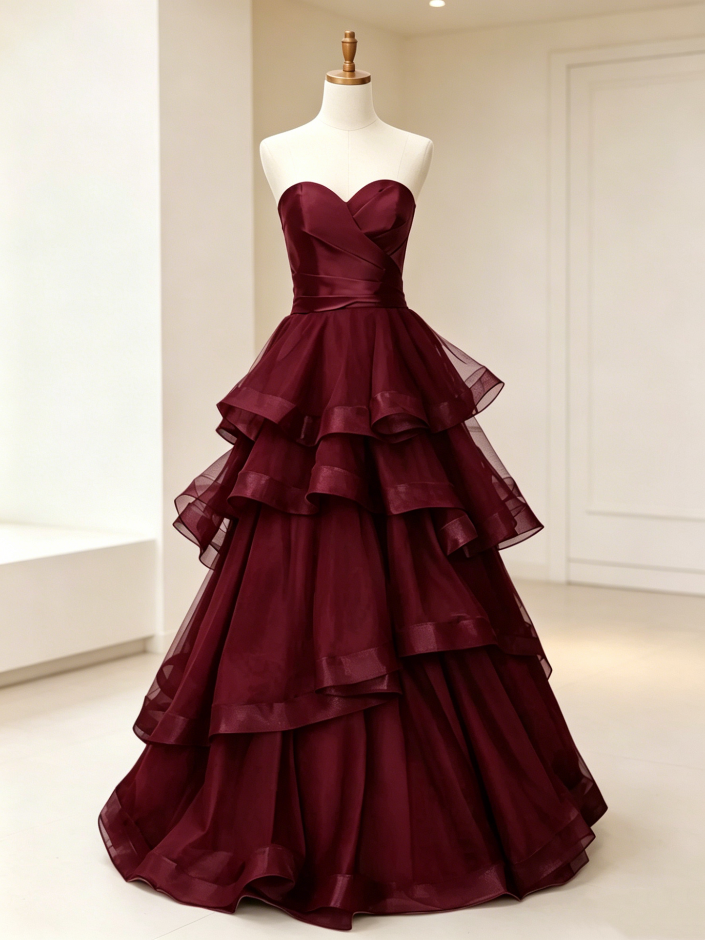 Strapless Black A Line Long Prom Dress Layered Tulle Evening Gown 2242
