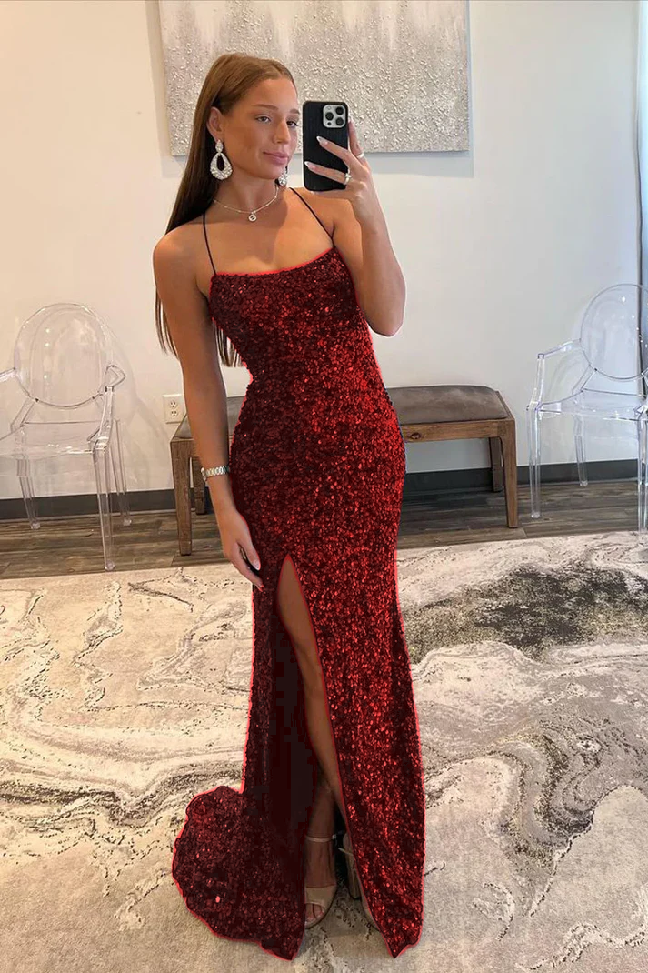 Navy Blue Sequin Sheath Long Prom Dresses Lace Up Back Evening Gown 22 JulyProm Navy Blue Sequin Sheath Long Prom Dresses Lace Up Back Evening Gown 22 JulyProm