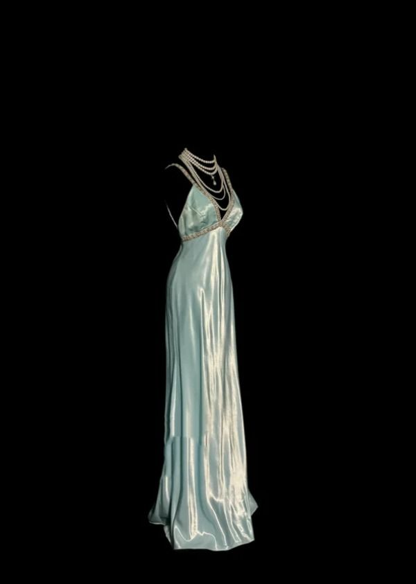 Robe de bal longue à perles bleues, tenue d'anniversaire, robe de remise de diplôme, J7107