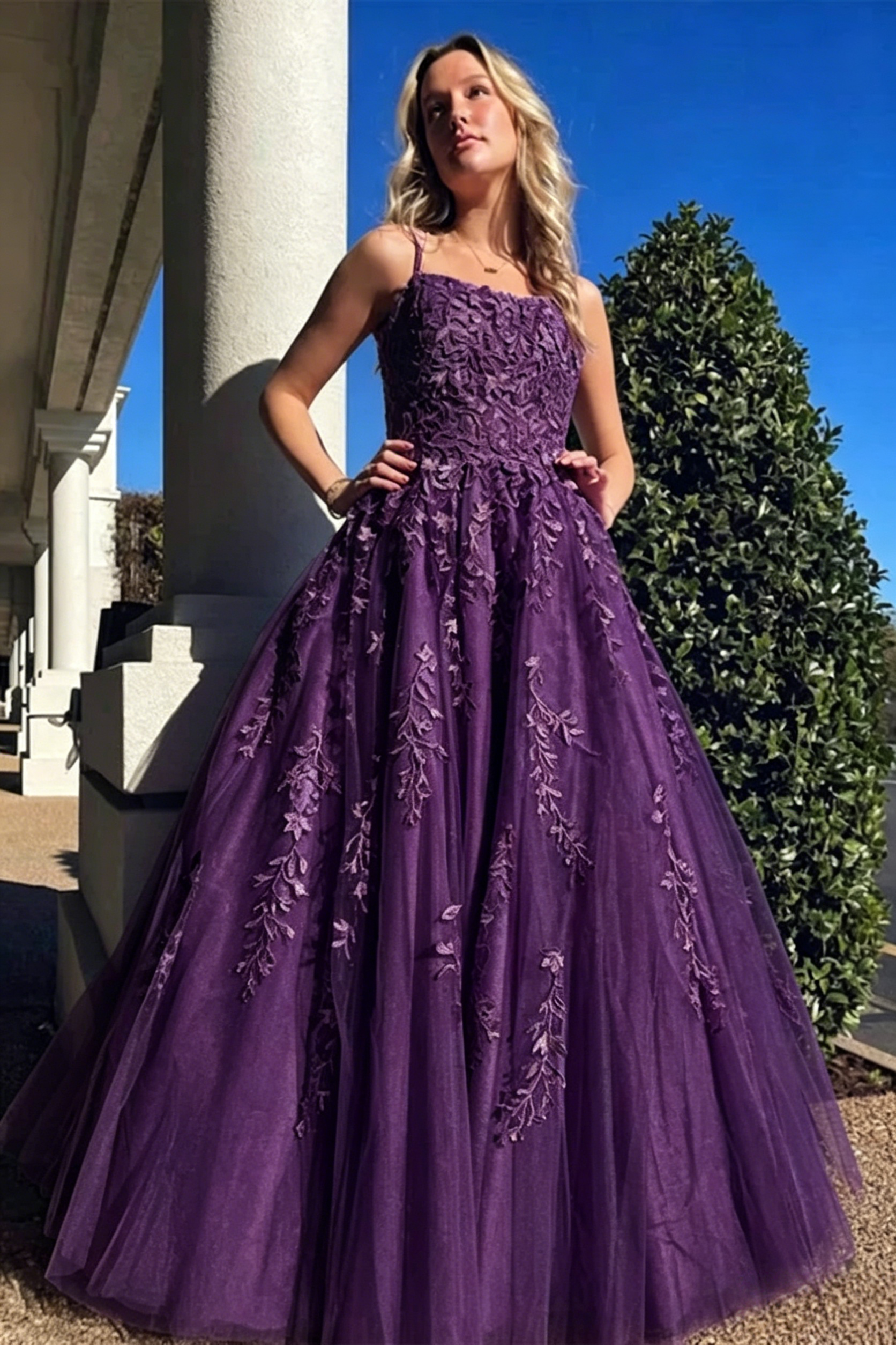 A Line Lavender Tulle Prom Dresses Lace Formal Party Ball Gown 2317 JulyProm A Line Lavender Tulle Prom Dresses Lace Formal Party Ball Gown 2317 JulyProm