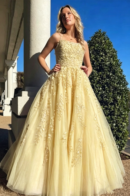 Robe de bal trapèze en tulle lavande et dentelle, tenue de soirée formelle 2317