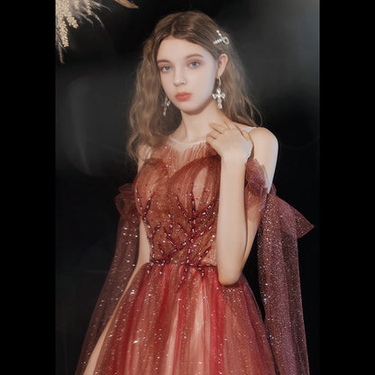 One-Shoulder-Burgund-langes Abschlussball-Kleid-Schnür-Abend-Kleid 20