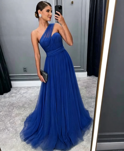 Green Long A Line Prom Dress Tulle Bridesmaid Dress 2367