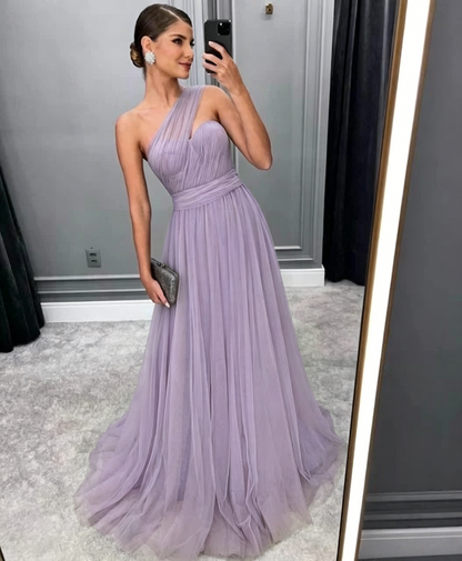 Green Long A Line Prom Dress Tulle Bridesmaid Dress 2367