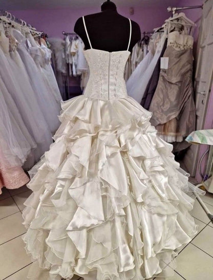 Spaghetti Straps A Line Ruffle Long Prom Dress Cute Birthday Dress J8392
