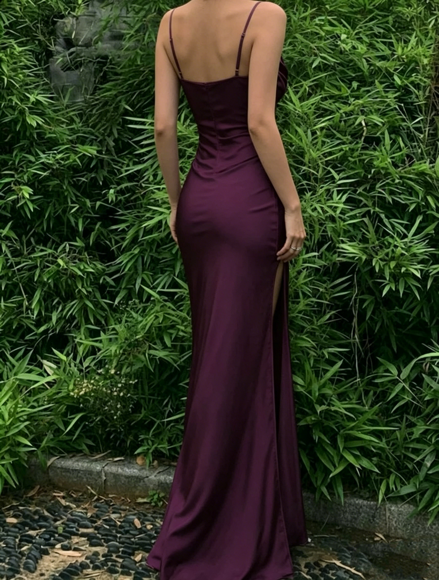 Traube Etui Langes Ballkleid mit Schlitz Abendkleid Partykleid 2400