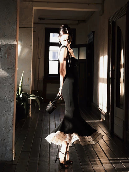 Robe de bal longue noire style sirène, jolie robe de soirée formelle 2464