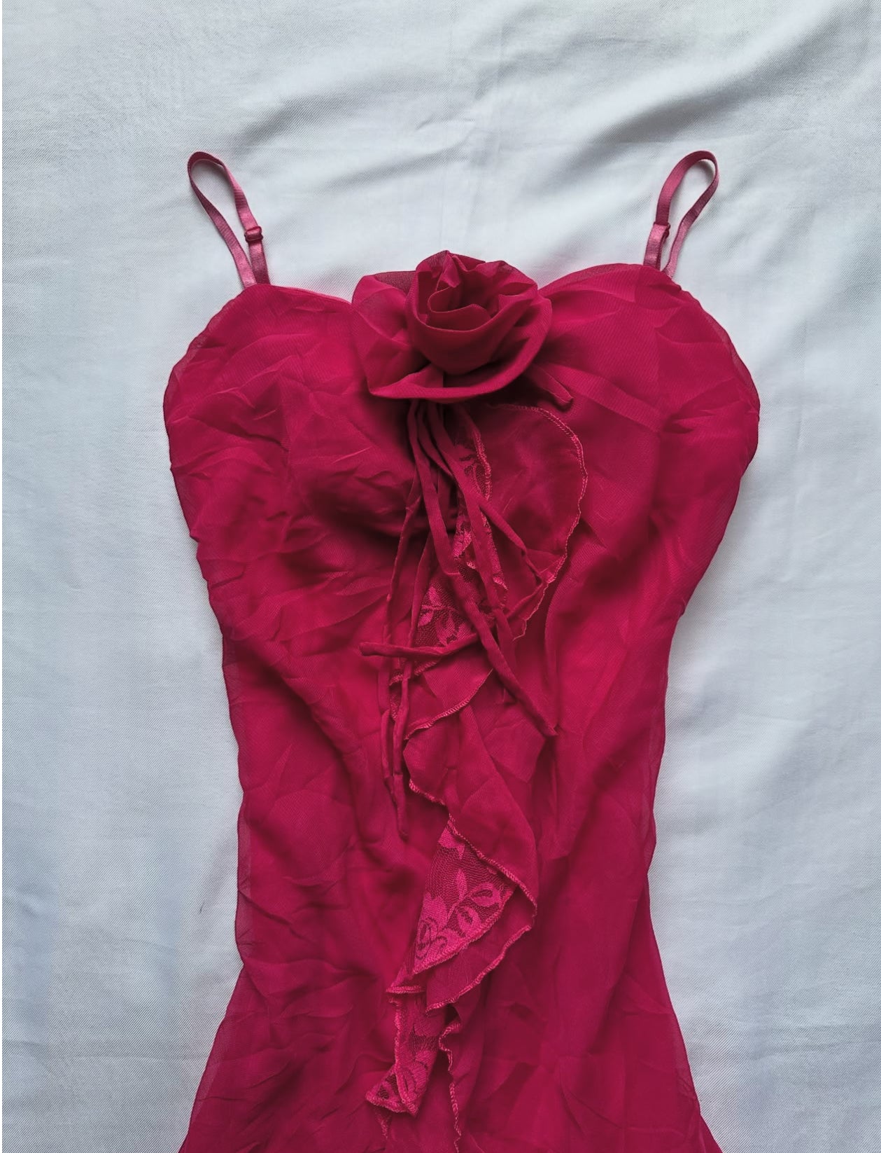 Lace Long Prom Dress Ruffle Vintage Evening Gown J8540