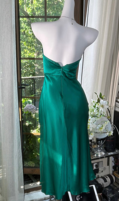 Grünes Etuikleid mit Herzausschnitt, Geburtstagskleid, formelles Partykleid J7653