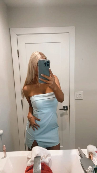 Blue Sheath Homecoming Dress Short Prom Dress 2520