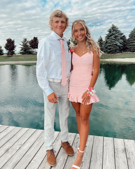 Pink Cute Homecoming Dress Straps Formal Dresses J7263