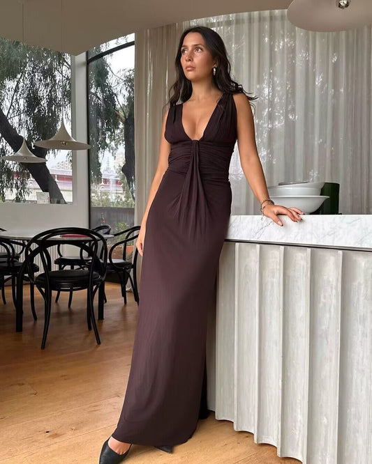 V Neck A Line Long Prom Dress Formal Party Dress J2861