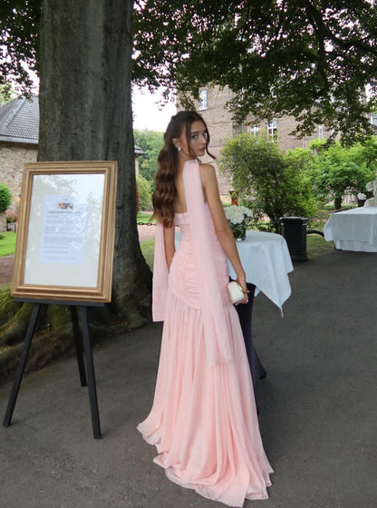 Pink A Line Prom Dresses Chiffon Formal Party Dress J7764