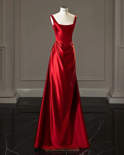 Robe de soirée élégante rouge coupe trapèze, robe de bal formelle J2889