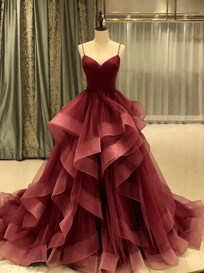 One-Shoulder-Burgund-langes Abschlussball-Kleid-Schnür-Abend-Kleid 20