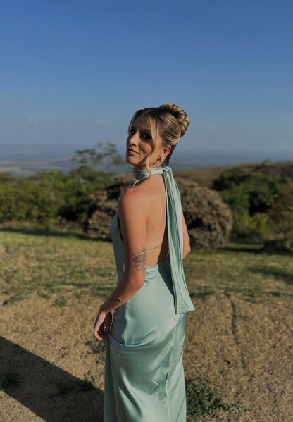 Rosa Etuikleid, lang, mit Seitenschlitz, Satin, formelles Kleid J8820