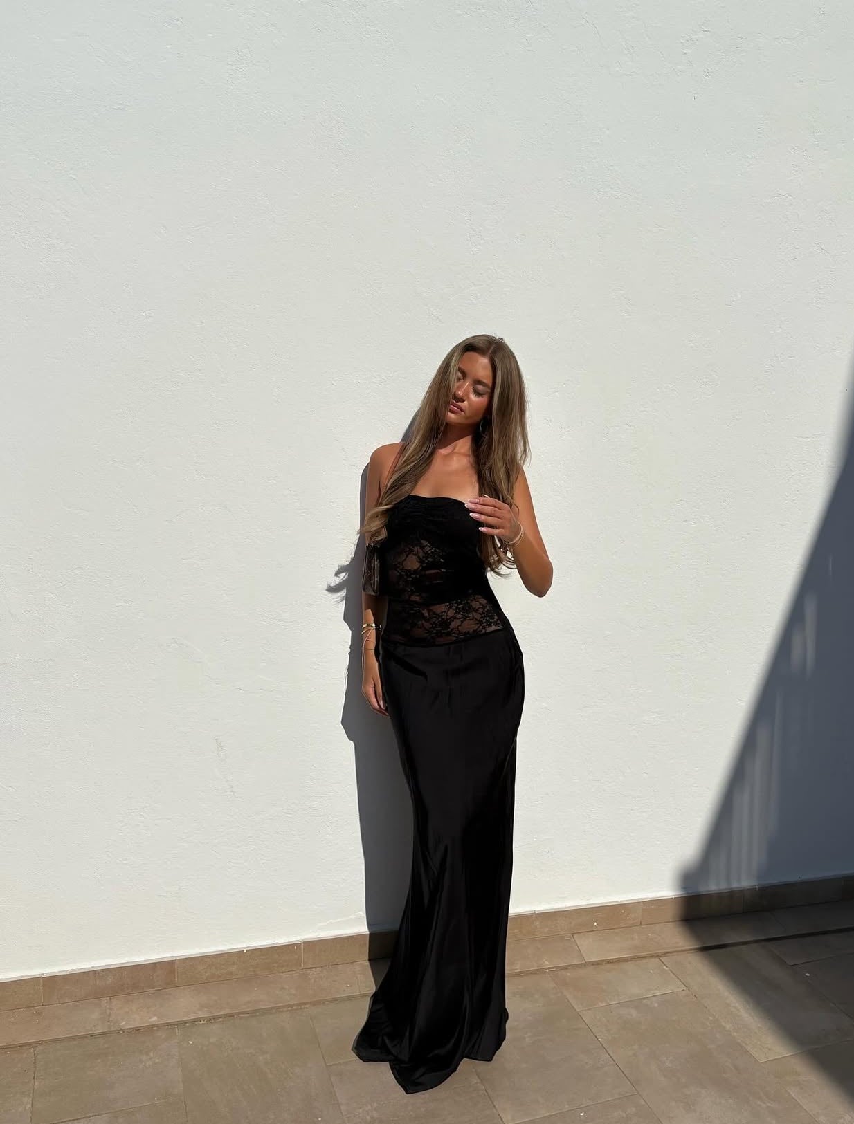 Strapless Sheath Black Lace Prom Dress Formal Birthday Dress J8009