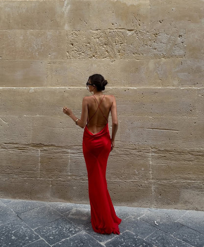Backless Red Evening Dress Sexy Prom Dress J7766