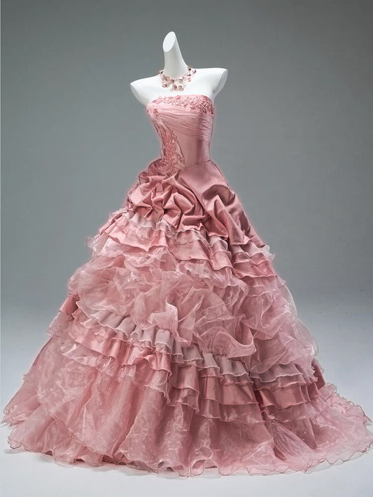 A Line Pink Birthday Dress Sweet 15 Quinceanera Dresses J8436