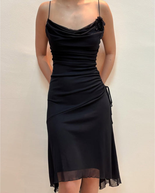 Spaghetti Straps Black Homecoming Dress Vintage Party Dress J8565