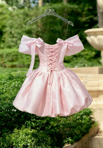 A Line Pink Off Shoulder Homecoming Dress Short Party Dress J8831