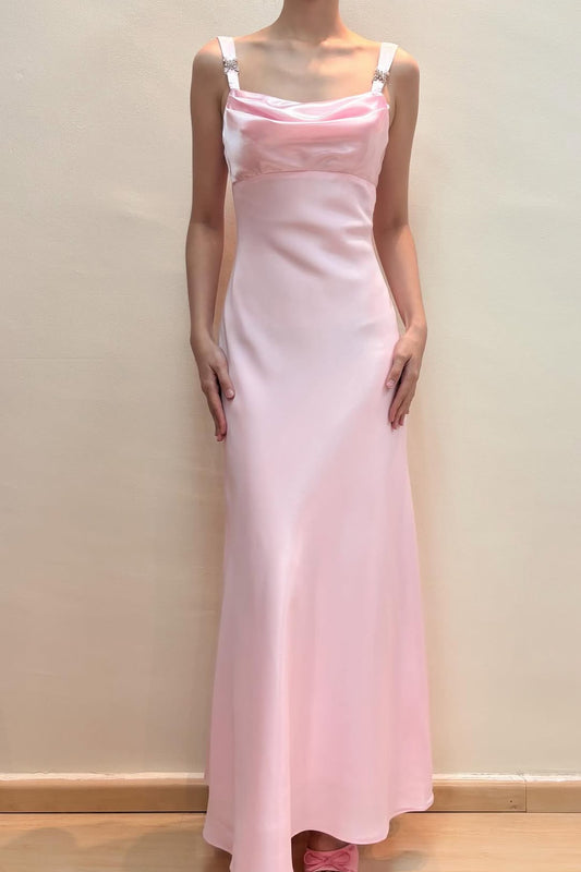 Pink Mermaid Long Prom Dress Vintage Evening Dress J8555