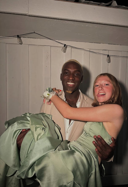 Robe de bal longue verte à volants, coupe trapèze, tenue de soirée formelle pour invité de mariage, J7873