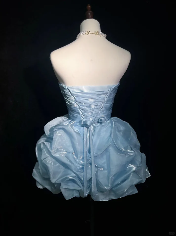 A Line Sky Blue Birthday Outfit Short Homecoming Dress  J7007