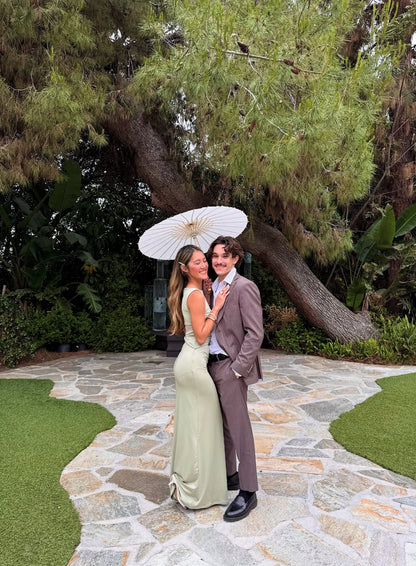 Robe fourreau verte pour invité de mariage, robe de soirée formelle J7147