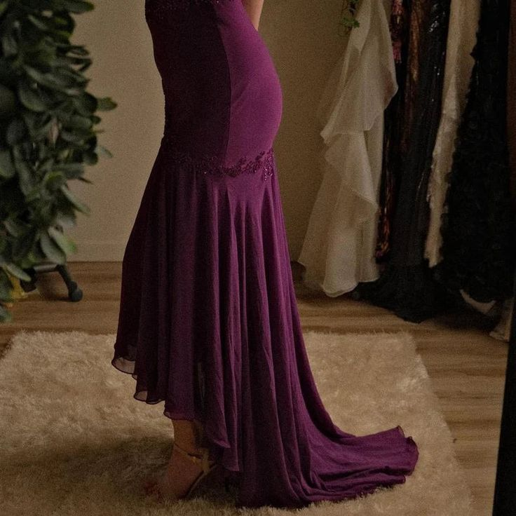 Spaghetti Straps Chiffon Long Prom Dress With Beads Applique J8350