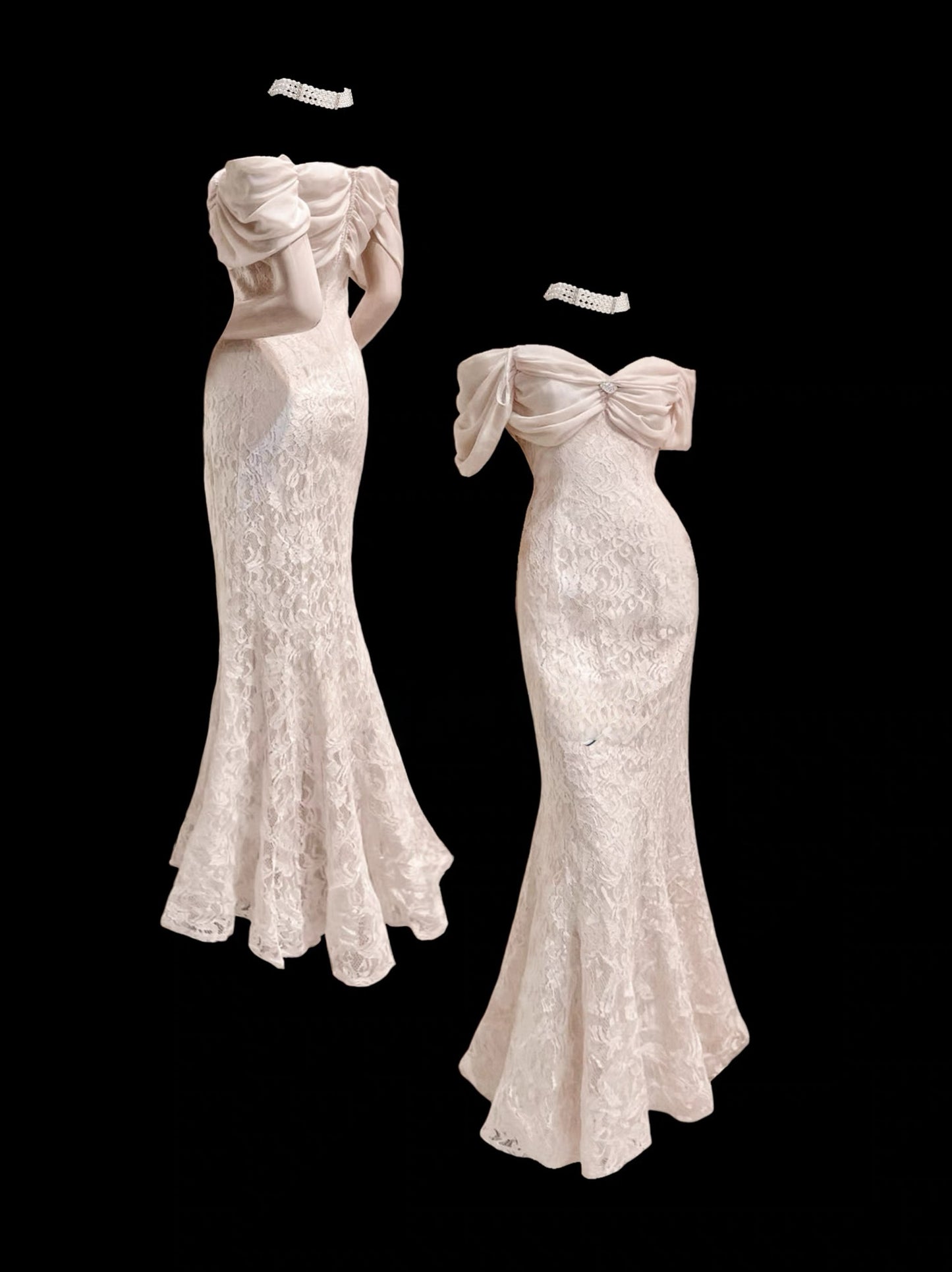 Off Shoulder Mermaid Lace Long Prom Dress Formal Evening Dress J8426