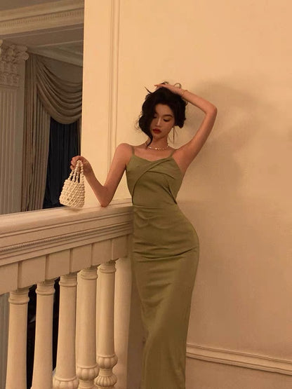 Robe de soirée longue fourreau verte J3309