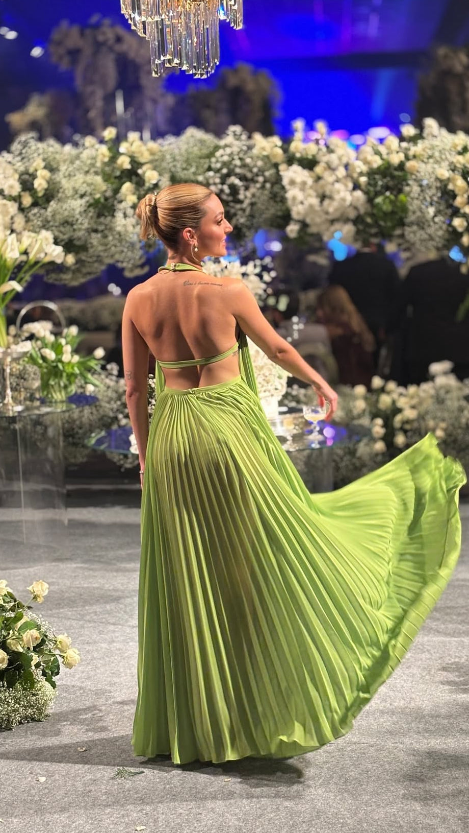 Robe de mariée plissée en satin vert, dos nu, tenue de soirée formelle, J7066