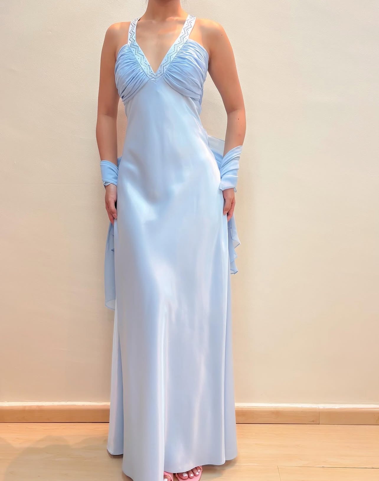 A Line Blue Vintage Long Prom Dress Formal Party Dress J8580
